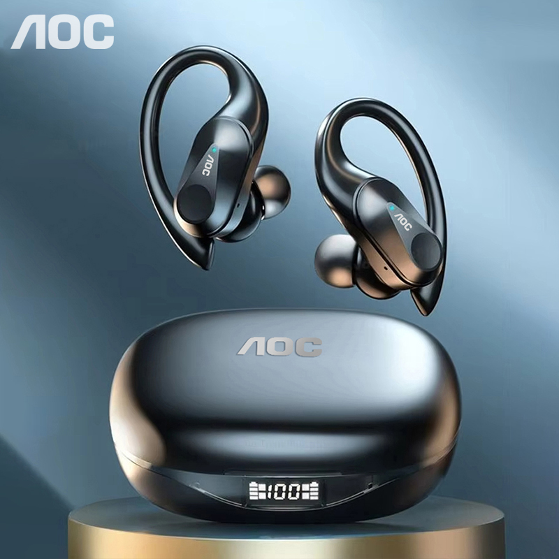 Usb C Earphone - ช้อยส์ AOC ชุดหูฟังกีฬาไร้สายบลูทูธ 6.0 หูฟังกันน้ำ LED